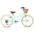 thumbnail image 4 of Glerc Missy 24" inch Girl Cruiser Kids Bike 6-Speed Teen Hybrid City Bicycle for Youth Ages 7 8 9 10 11 12 13 14 Years Old with Wicker Basket & Lightweight,Mint Green, 4 of 7