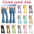 thumbnail image 2 of QIUOMBBP Girls School Uniform Pants Button Front Flared Leg Dress Pant Preppy First Day Of School Outfits Purple, 2 of 8
