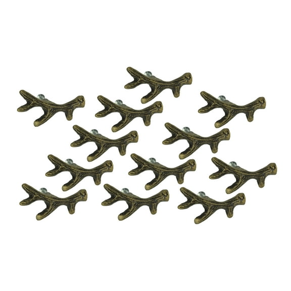 Zeckos Bronze Cast Iron Deer Antler Cabinet Drawer Pull Set of 12