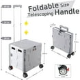 thumbnail image 5 of Folding Utility Cart Portable Rolling Crate Hand Truck Teacher Cart Heavy Duty Plastic Telescoping Handle Collapsible Hidden Lid Swivel Wheels for Travel Shopping Moving Office Use(Gray White), 5 of 9