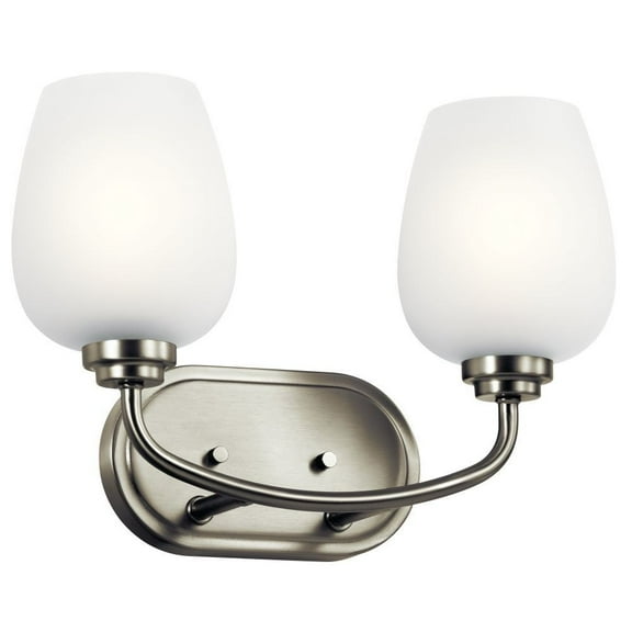 2 Light Vanity Light 10.25 inches Tall By 14.5 inches Wide-Brushed Nickel Finish-Satin Etched Glass Color Bailey Street Home 147-Bel-3330011