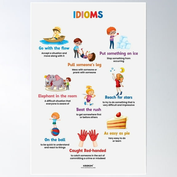 English Idioms - 1, English Vocabulary Poster Wall Art, Modern Wall Decor For Living Room Bedroom, 12x18 UNFRAMED