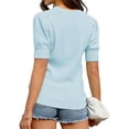 thumbnail image 4 of Women's Short Sleeve Bubble Sweater Round Neck Pullover Top Ribbed Knit Sweater Shirt, 4 of 5