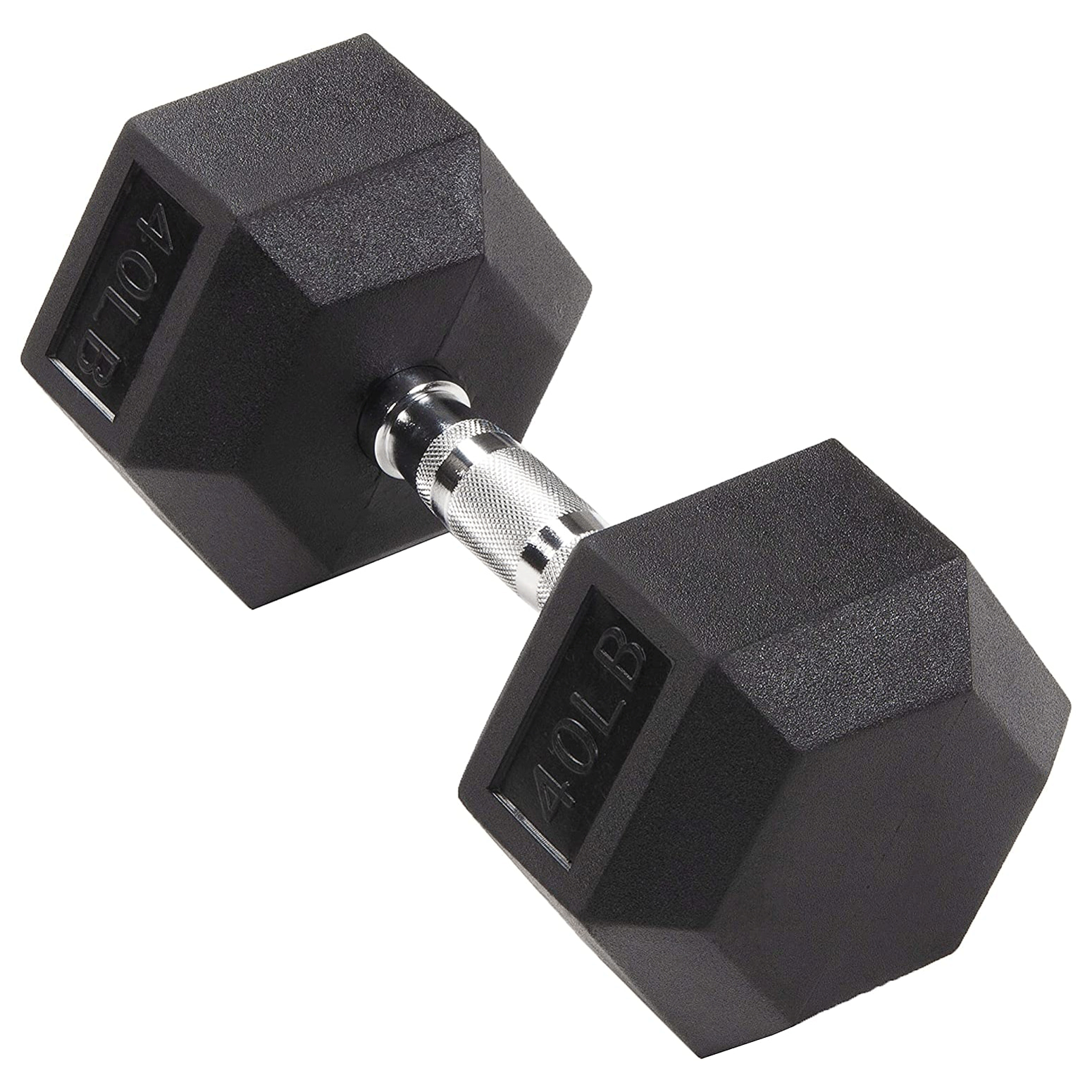 Sporzon! Exercise Equipment Rubber Encased Hexagon Handheld Weight Dumbbells with Contoured Non Slip Handles for Home Fitness, Single 40 Pounds