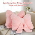 thumbnail image 4 of Topboutique Bow Pillow Soft Bowknot Lumbar Pillow Furry Pillows Cute Plush Pillow Decorative Stuffed Plush Throw Pillows Car Backrest Cushion for Bedroom Sofa Couch Home Christmas Decor Pink, 4 of 6