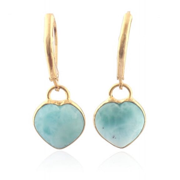 Zeva jewels Larimar Gemstone Gold-plated Lever-Back Earring For Wearing In Wedding, Birthdays, Parties & Social Gatherings