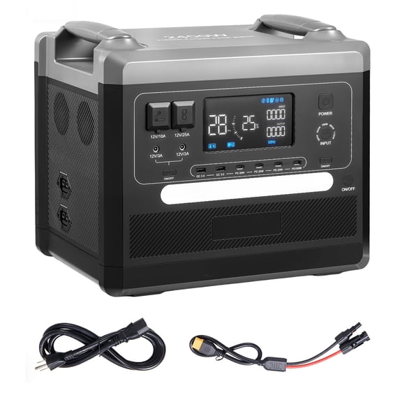 KFFKFF Portable Power Station, 2400W 2160Wh Solar Generator with 10 Output Ports & Adjustable Input Power, Expandable LiFePO4 Battery Backup for Home, Camping, and RV Use (Solar Panel Not Included)