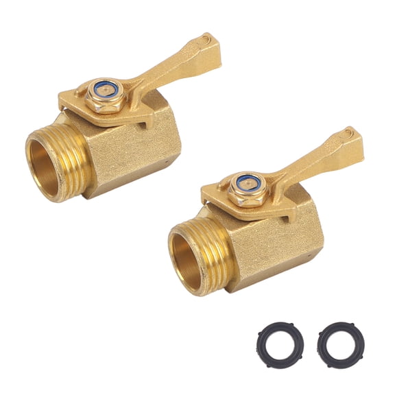 LLNC 2 Pack Heavy Duty Brass Garden Hose Shut Off Valve with 2 Extra Rubber Washers