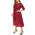 thumbnail image 6 of Eternatastic Womens Scooped Neckline Floral lace Top Plus Size Cocktail Party Midi Dress 3XL Red, 6 of 6
