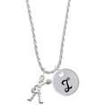 thumbnail image 1 of Delight Jewelry Silvertone Cheerleader - Standing Silvertone Script Initial Disc - I - Charm Necklace, 20"+3", 1 of 4