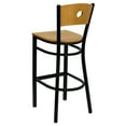 thumbnail image 5 of BizChair 2 Pk. Black Circle Back Metal Restaurant Barstool - Natural Wood Back & Seat, 5 of 8