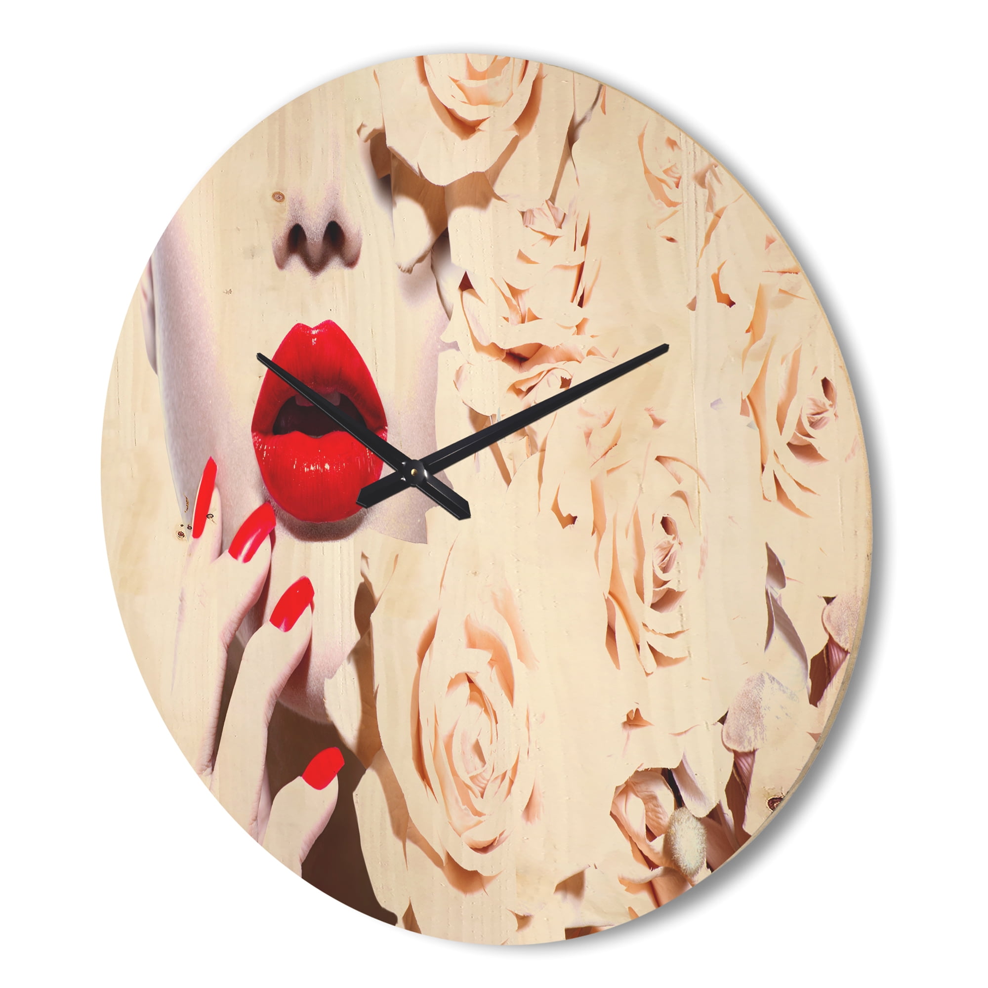 Designart 'Floral Design and Woman's Fashion' Shabby Chic Wood Wall Clock