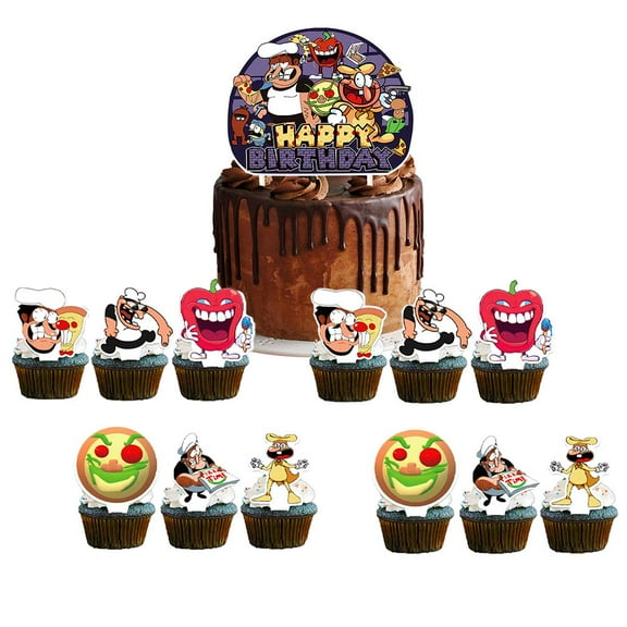 Pizza Tower Cake Topper CupcakeS Set Birthday Party Supplies Decoration Decor Kit