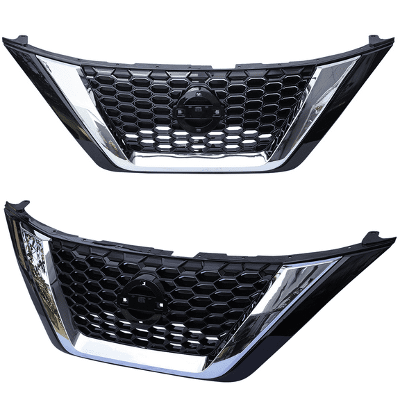 WaiRitoday Compatible with 2019-2023 Nissan Murano Front Grille Grill Assembly Chrome Black 623109UF0A