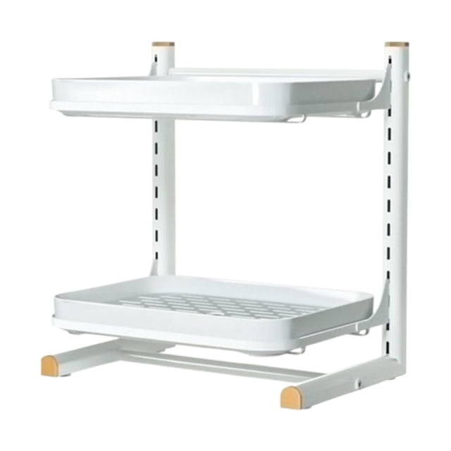 Estante de almacenamiento de tazas de 2 niveles, soporte para tazas de mostrador, cesta de frutas, taza de café extraíble Blanco