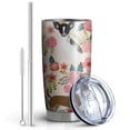 thumbnail image 2 of 20 Oz Chihuahua Dog and Flower Coffee Tumbler Double Wall Insulated Stainless Steel Water Bottle | Metal Reusable Thermoses Flask with Cup Cap | Leak & Sweat Proof with Anti-Dust Lid, 2 of 7