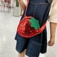 thumbnail image 3 of Bolso de mano con forma de piña y fresa con lentejuelas para mujer, bandolera tipo mensajero, con forma de fruta, de stock local, 3 of 5