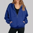 thumbnail image 2 of cyber and Monday Deals Clearance Under 10$ BUIgtTklOP No BoundariesWomen's Casual Hoodless Sweatshirts Long Sleeve Half Zippered Hooded Collar Shirt, 2 of 4
