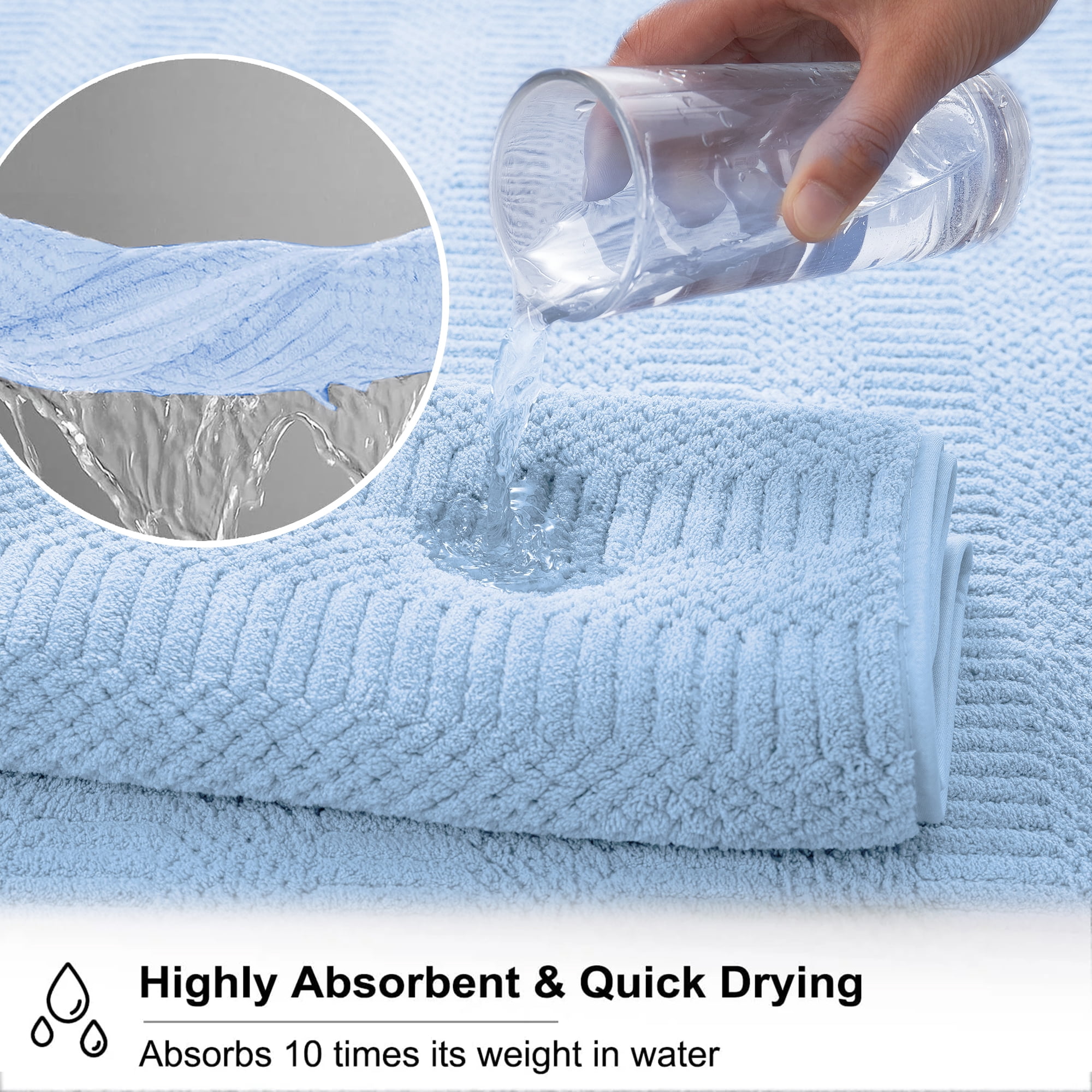 Jessy Home 2 Pack Blue Hand Towel Set 16"x31" Soft Highly Absorbent Quick Dry 200 GSM Hand Towels