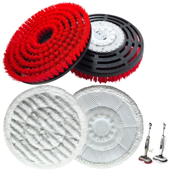 Brush for Shark Steam Mop S7000 S7001 S7020 S7005 S8021 S8001 Replacement Brush Head and Scrub Pad Abrasive Polishing Pad for deep Cleaning Hard Floors Kitchens and bathrooms (4, 2Red 2Gray)