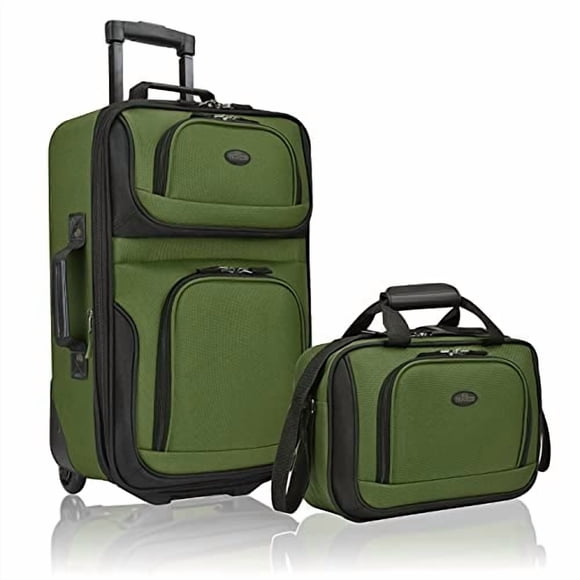 Set de equipaje U.S. Traveler Rio Rugged Fabric Green de 2 ruedas