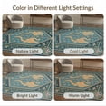 thumbnail image 7 of ODIKA 4'x6' Teal Ornate Motif Washable Area Rug Floral And Bird Design With Intricate Border Detailing for Dorm Room, Small Living Stain Resistant Low Profile, Easy Care, 7 of 7