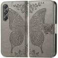 thumbnail image 2 of Designed for Galaxy A15 5G Phone Case Wallet,Women Flip Cover with Credit Card Holders Butterfly Embossed PU Leather Kickstand Wrist Strap Purse Case for Samsung A15 5G (Gray), 2 of 14