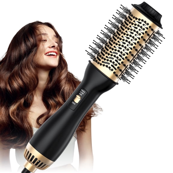 RACCOMB Hot Curling Brush, 4 in 1 Hair Dryer Brush Blow Dryer Brush with Negative Ion, Hot Air Brush Fast Drying, Salon Dryer Tool