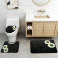 thumbnail image 2 of Bath Rugs Non-Slip Soft Absorbent Black Bathroom Mats 3 Pcs Set Machine Washable, 2 of 4