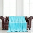 thumbnail image 3 of Unique Bargains Fuzzy Plush Flannel Fleece Throw Blanket Sky Blue 71" x 78", 3 of 8