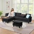 thumbnail image 6 of AENKYO 98" L-Shaped Sectional Sofa with Reversible Chaise, Storage Ottoman & Cup Holders, Charcoal Gray, 6 of 7