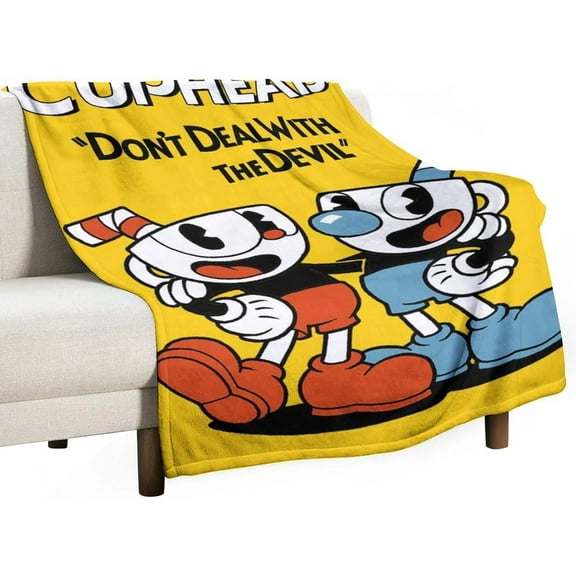 Cuphead Blanket Cartoon Flannel Throw Blankets Ultra Soft Flannel Lightweight Throws for Couch Bed Plush Fuzzy Microfiber Warm Thermal All Seasons Use 40”x30"