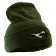 thumbnail image 4 of Racing Horses Embroidered 12 Inch Long Knitted Beanie - Olive OSFM, 4 of 5