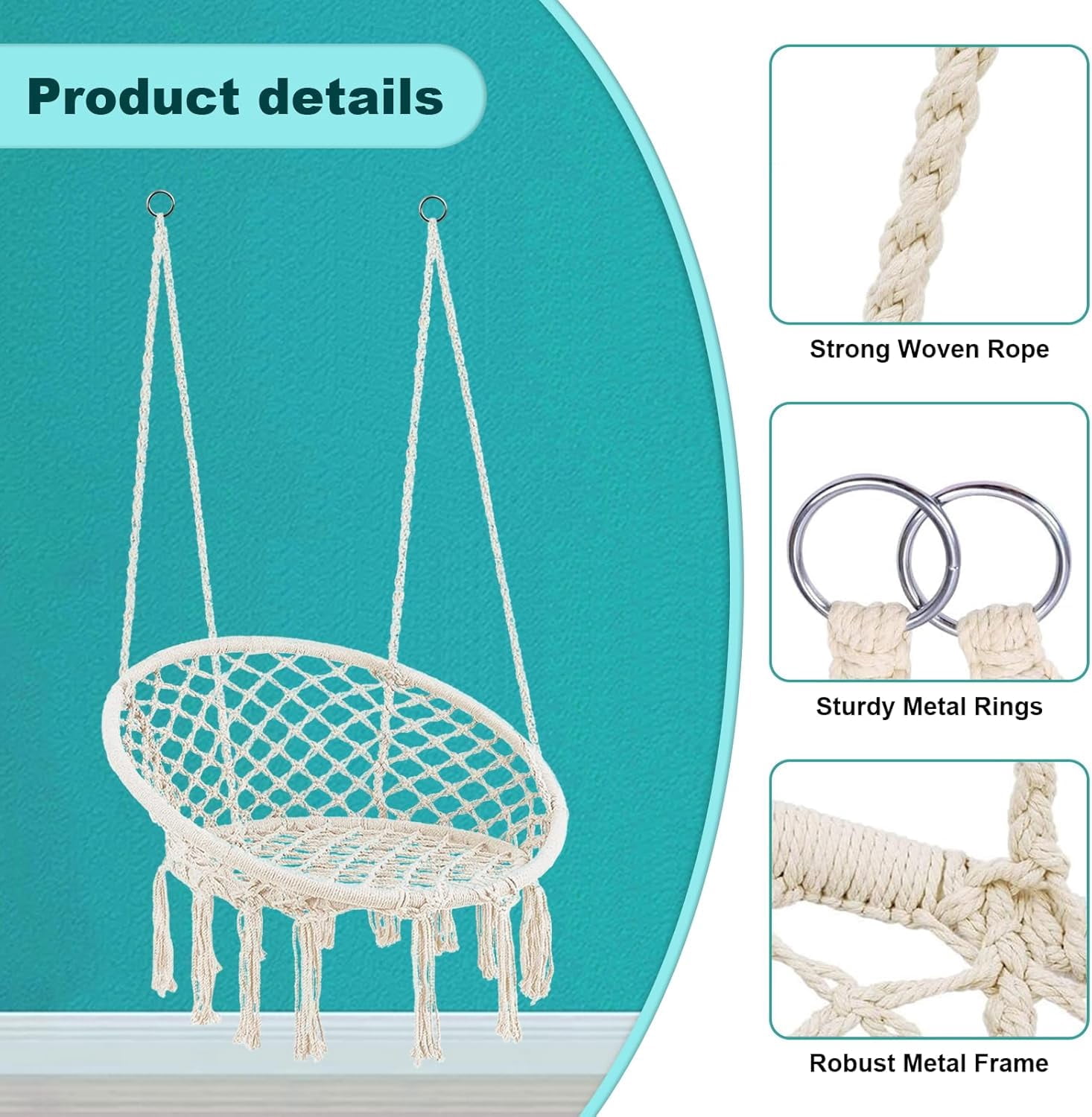 Yacona Hammock Chair with Stand, Heavy Duty Outdoor Swings Sets for Adults, Portable Hanging Chair with Stand, for Porch Patio Yard Indoor