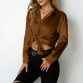 thumbnail image 7 of Otntypg Satin Blouses for Women Silk Button Down Shirts Dressy Casual Long Sleeve Shirt Elegant Ladies Business Office Work Tunic Tops Brown XXL, 7 of 7