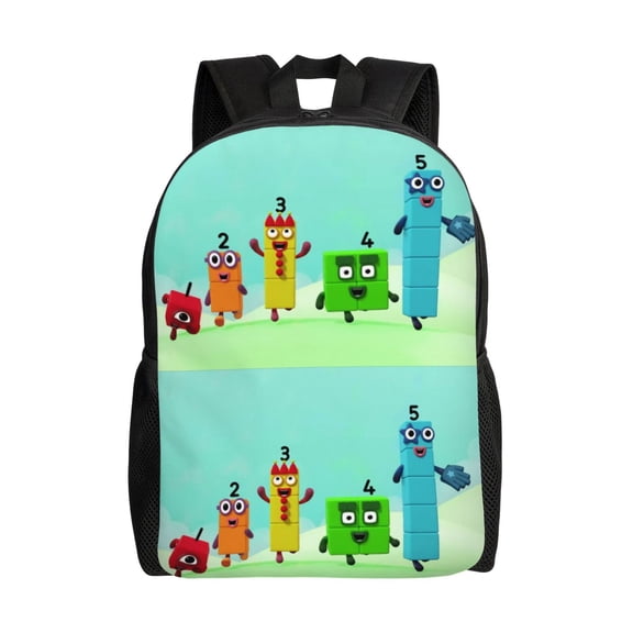 Numberblocks Laptop Backpacks 16 Inch Cartoon College School Bag Bookbag Lightweight Students Travel Shoulder Bag Daypack