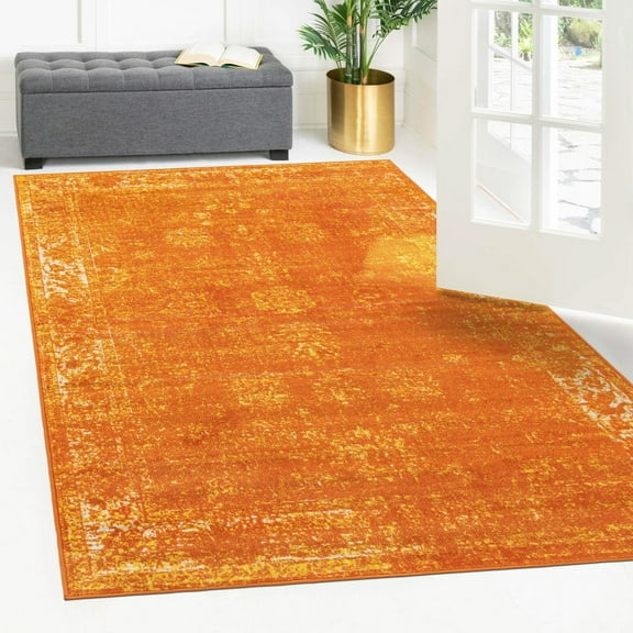 Unique Loom Sofia Collection Area Rug - Casino (5' 3" x 8' Rectangle Orange/Ivory)