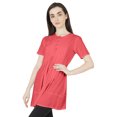 thumbnail image 4 of Moomaya Solid Half Button placket Tunic For Womens Casual Round Neck Basic Pleated Long Top, 4 of 7