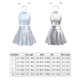 thumbnail image 4 of Women's 3Piece Metallic Outfit Shiny Crop Top + Silver Flared Skirt + Alien Headband Halloween Costume Clubwear Musical Festival Rave Outfit S Silver - Turtleneck, 4 of 8