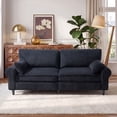 thumbnail image 2 of CQSXDA 80.7 Inches 2-Seater Iron and Wood Frame Corduroy Loveseat Sofa with Rolled Armrests  for Modern Living Room and Small Spaces, Black, 2 of 12