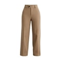 thumbnail image 3 of Htigea Women's High Waisted Work Pants Solid Color Straight Leg Business Pant Dressy Trousers Khaki XL, 3 of 5