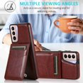 thumbnail image 6 of Dteck Back Wallet Phone Case for Samsung Galaxy S21 Plus 4G 5G with ID & Credit Card Holder Slots Pockets Wallet Back Cover Stand Flip Folio Leather Cell Cases Women Men, Brown, 6 of 8