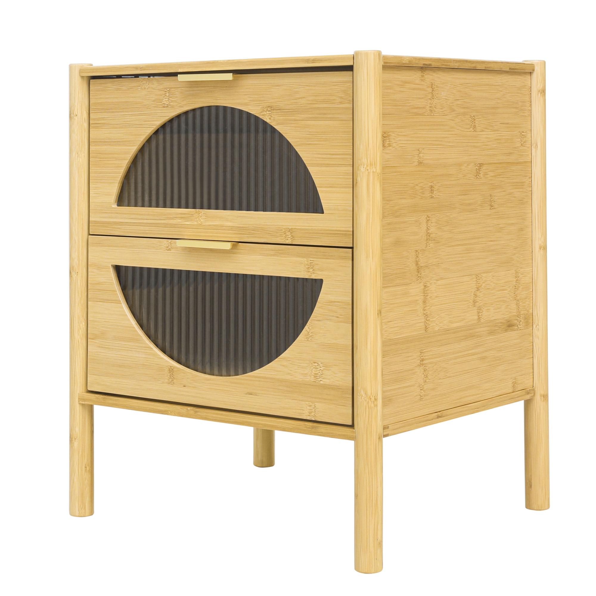 Resenkos Natural Bamboo Accent Bedside Table for Bedroom with 2 Drawer Resenkos Natural Bamboo Accent Bedside Table for Bedroom with 2 Drawer