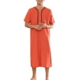 thumbnail image 2 of Camisones INSPIRE CHIC para hombres, de ajuste holgado, con mangas cortas, cómodos, en color naranja rojo, talla XL, 2 of 4
