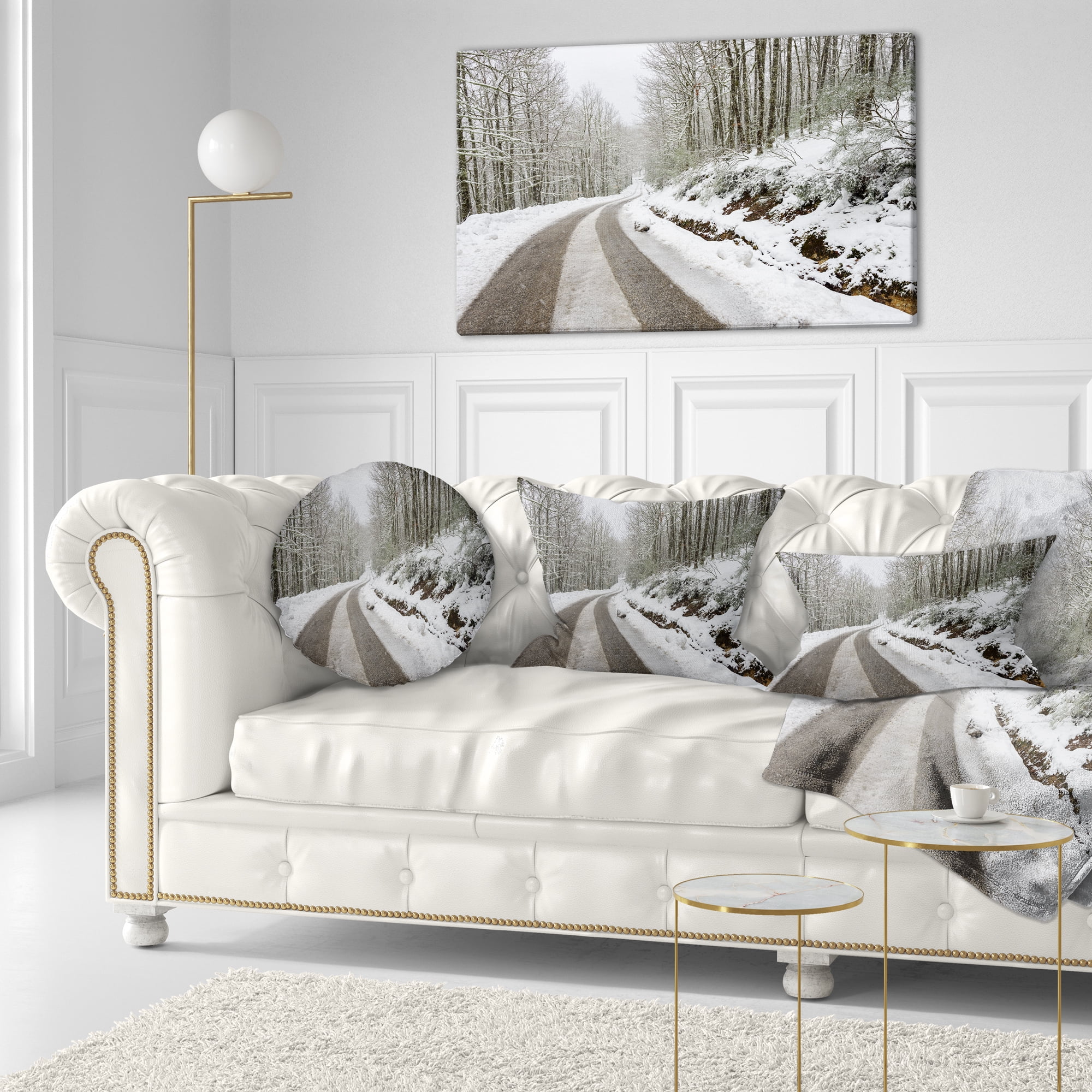 Designart Snow Storm at Piornedo Spain - Landscape Printed Throw Pillow - 12x20