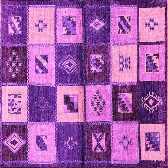 Ahgly Company Indoor Square Oriental Pink Industrial Area Rugs, 6' Square