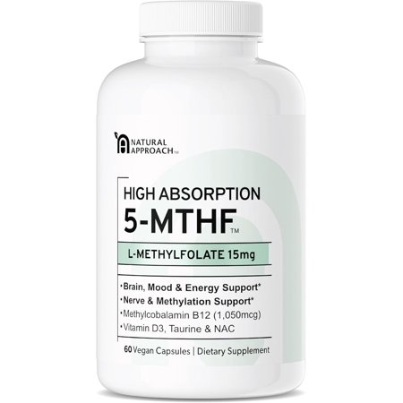 L-Methylfolate 15mg (Bioactive B9 Folate) plus Methyl B12, D3, Taurine & NAC | Professional Strength Active 5-MTHF Supplement | Supports Mood, Nerve Health, Cognition & Methylation* | 60 Capsules
