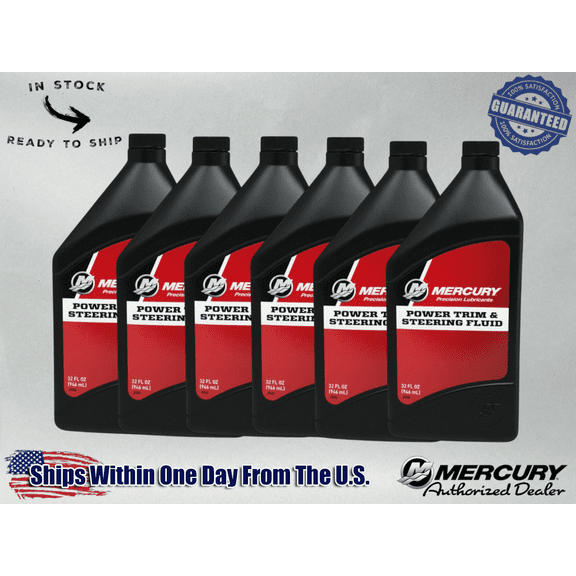 Mercury OEM Power Trim & Steering Fluid Quarts 92-858075K01 6 Pack