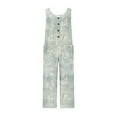 thumbnail image 3 of Hvot&aat Women's Back Straps One Piece Pants Round Neck Button Sleeveless Jumpsuit Vintage Printed Overall, 3 of 4
