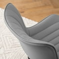 thumbnail image 4 of YOUNIKE Cute Armless Office Desk Chair Modern Upholstered Faux Leather Swivel Task Chair, Gray, 4 of 11